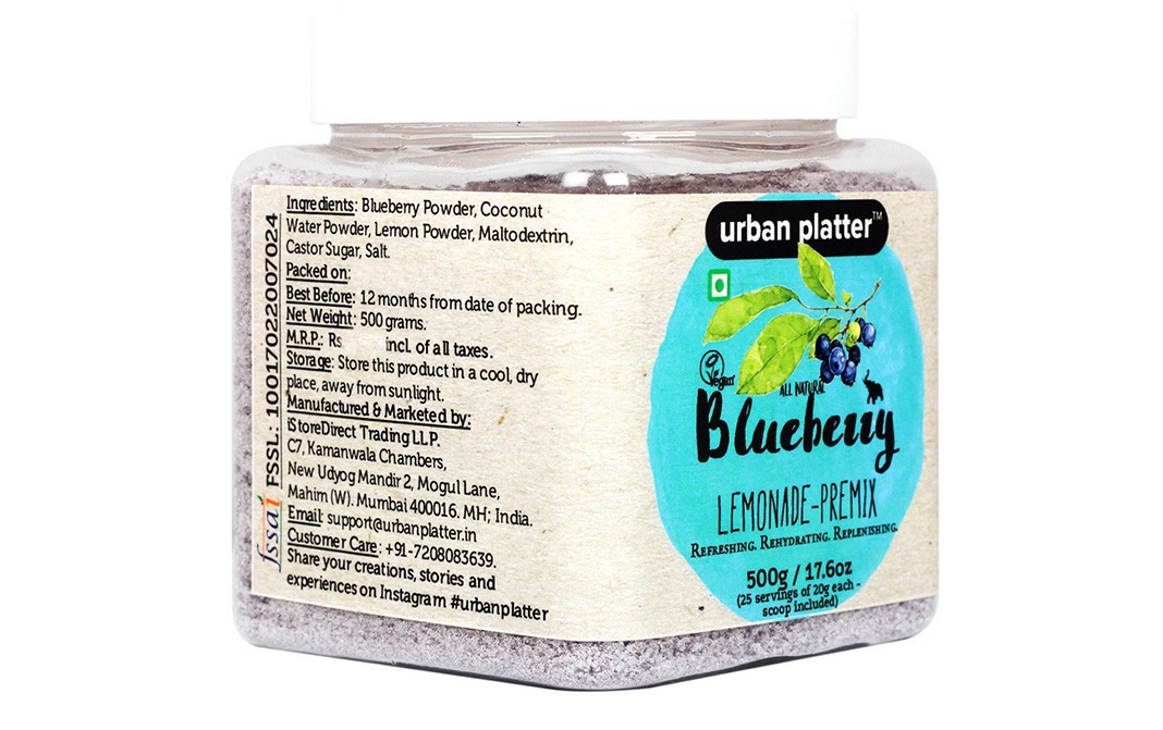 Urban Platter Blueberry Lemonade-Premix   Glass Jar  500 grams